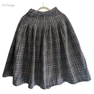 PENDLETON pleated plaid wool mid length skirt